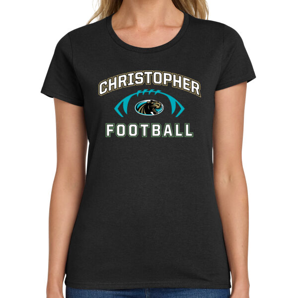 Christopher 2025 Football - Black Ladies Heavy Cotton 100% Cotton T Shirt Thumbnail