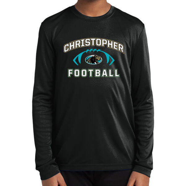 Christopher 2025 Football - Black Youth Long Sleeve PosiCharge Competitor Tee Thumbnail