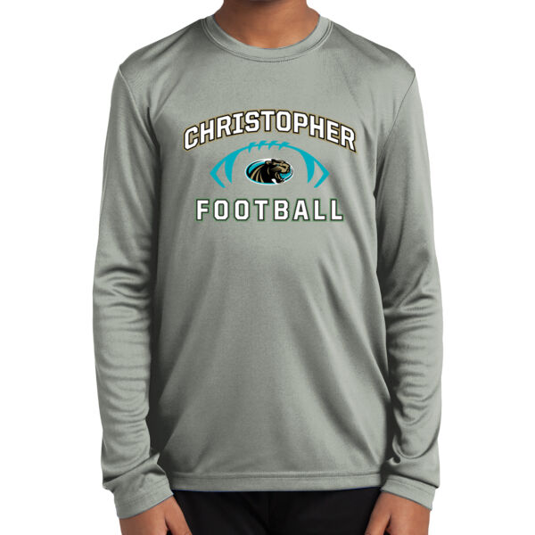 Christopher 2025 Football - Grey Youth Long Sleeve PosiCharge Competitor Tee Thumbnail