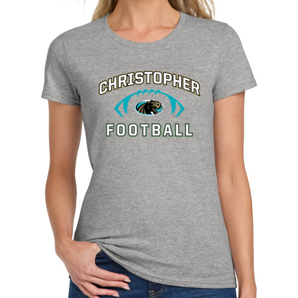 Christopher 2025 Football - Grey Ladies Heavy Cotton 100% Cotton T Shirt Thumbnail